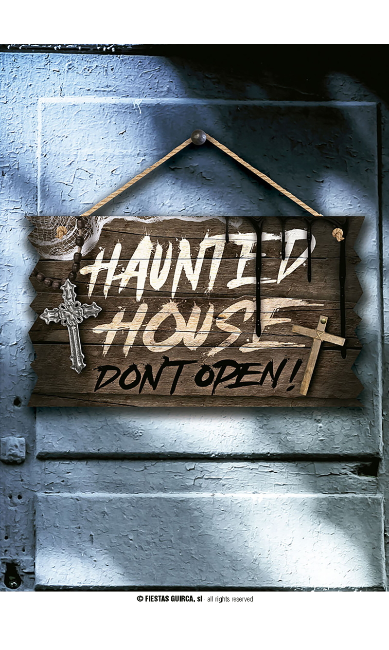 Halloween Wood Hounted House Sign - 35x20cm 