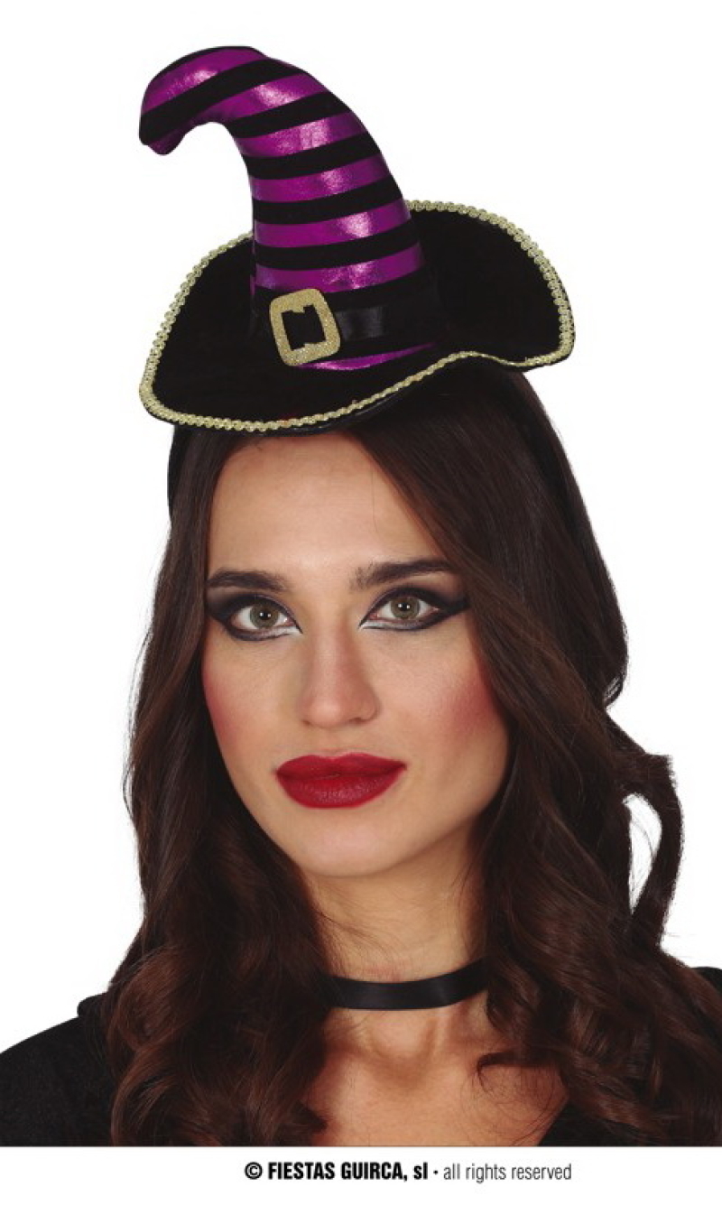 Black & Lilac Mini Witch Hat Headband