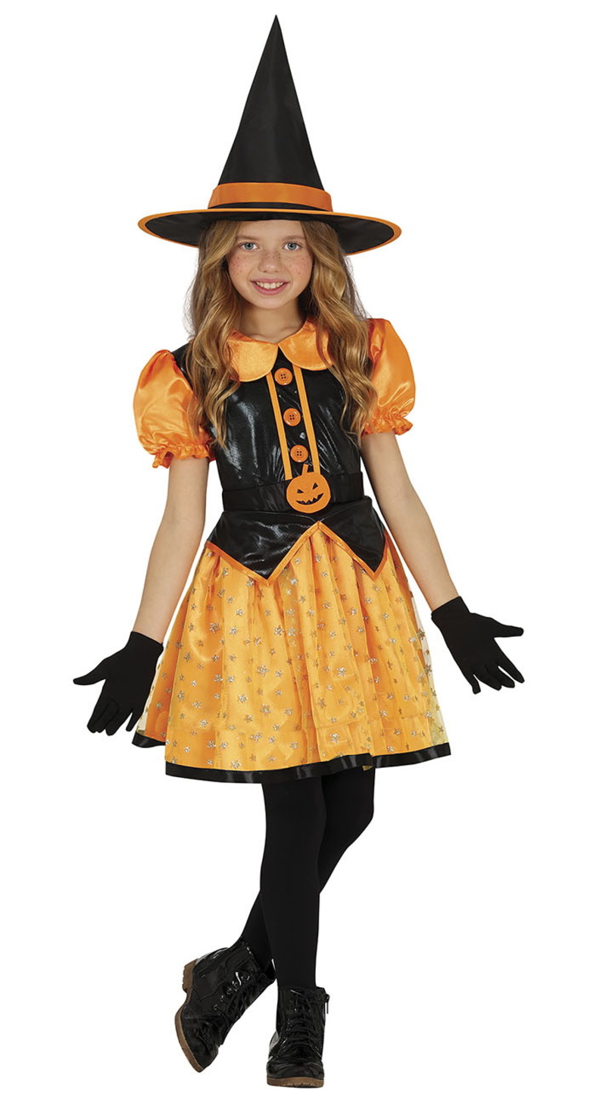 Orange Glitter Witch Costume - Age 3 to 4 Years