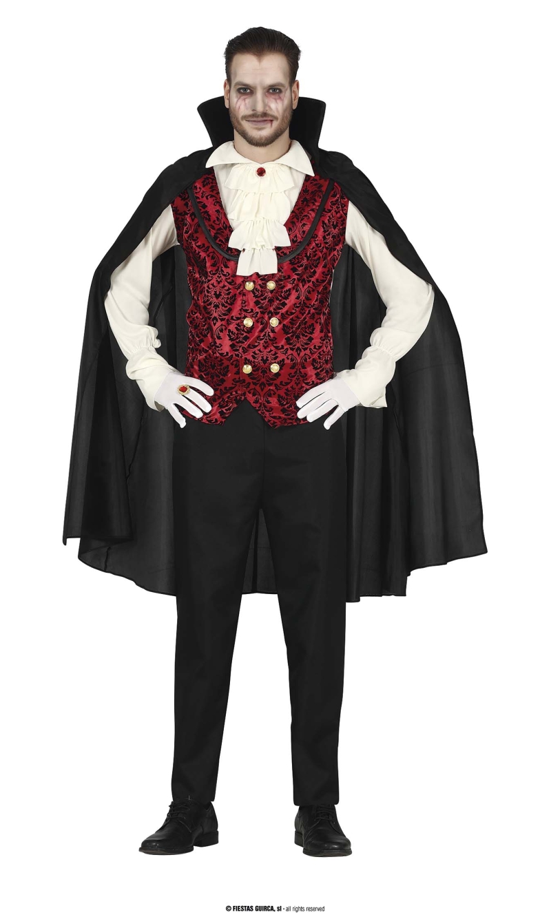 Classic Vampire Man with Cape - Adult Size Medium (48-50)