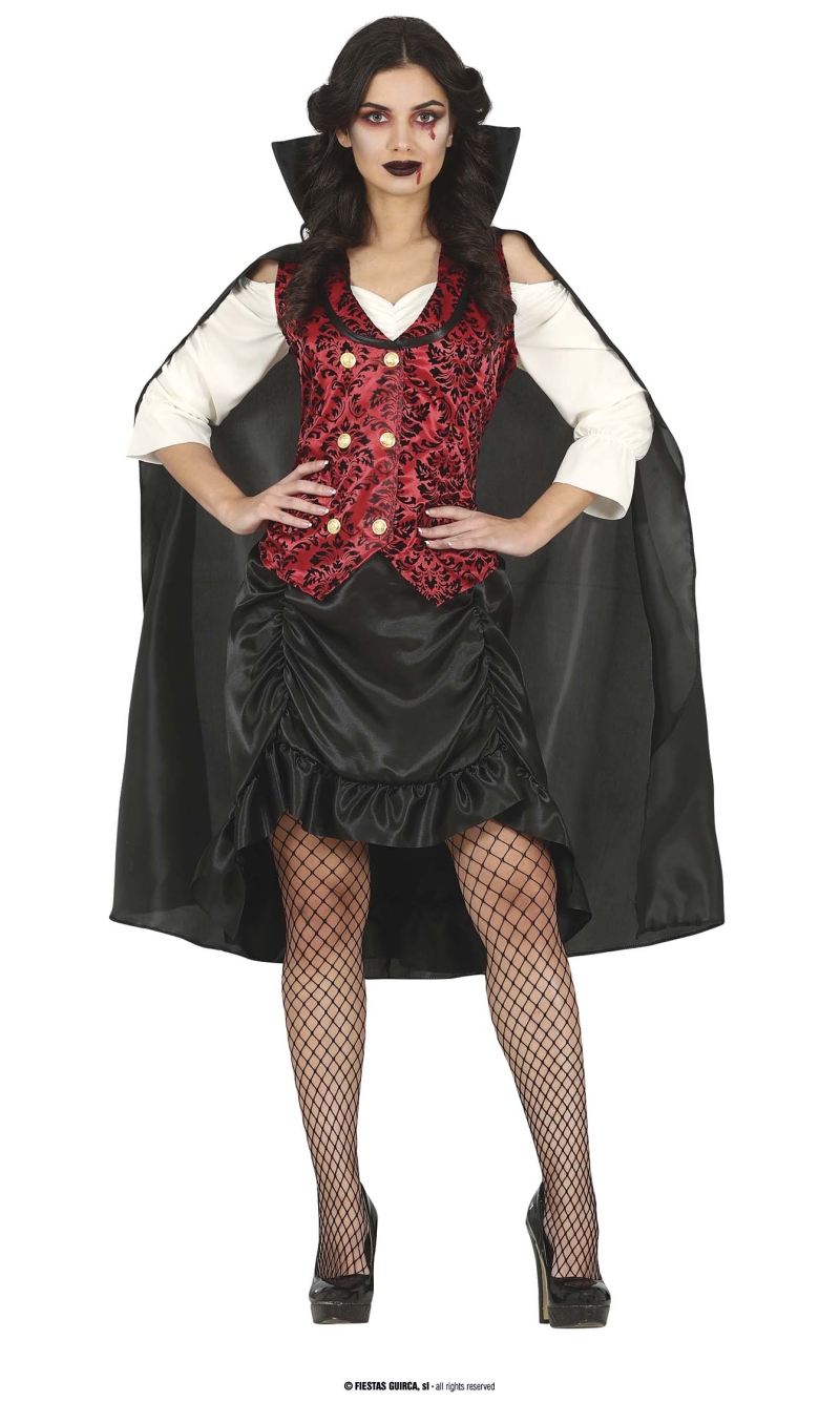 Classic Vampire Lady with Cape - Adult Size Small (8-10)