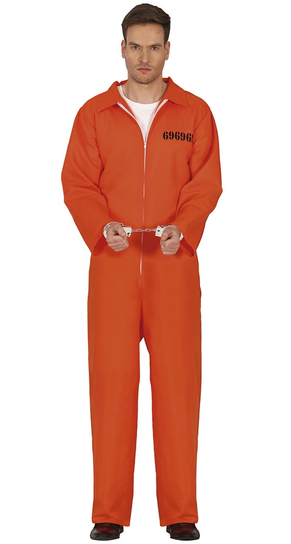 Orange Convict Prisoner Man Costume - Adult Size Large