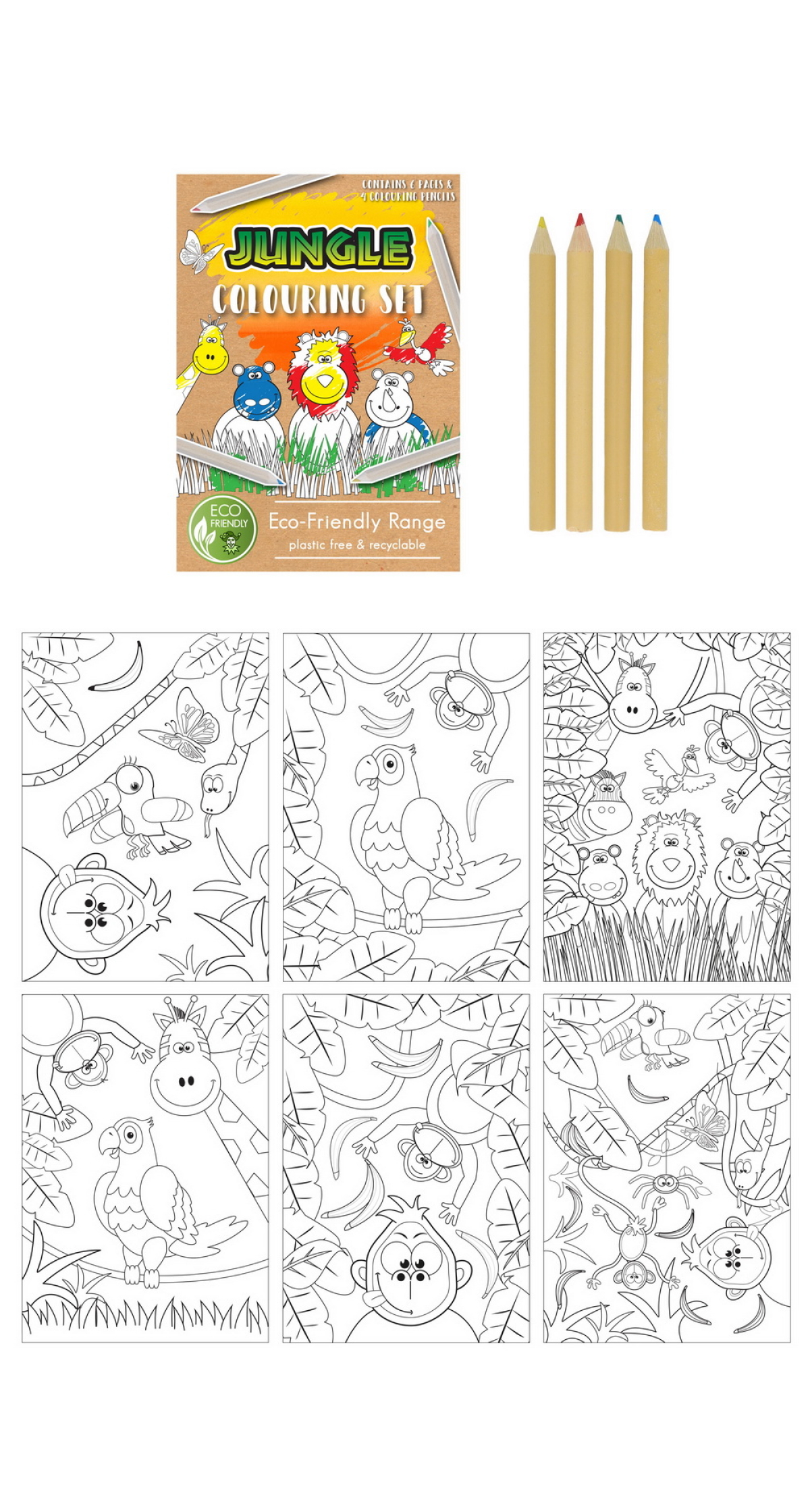 Mini Party Favor Colouring Set Jungle (14cm x 10cm)
