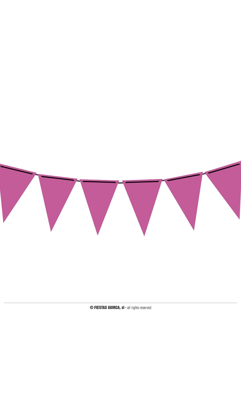 Neon Fuchsia Pennant Paper Banner (19x27cm)  - 300cm  