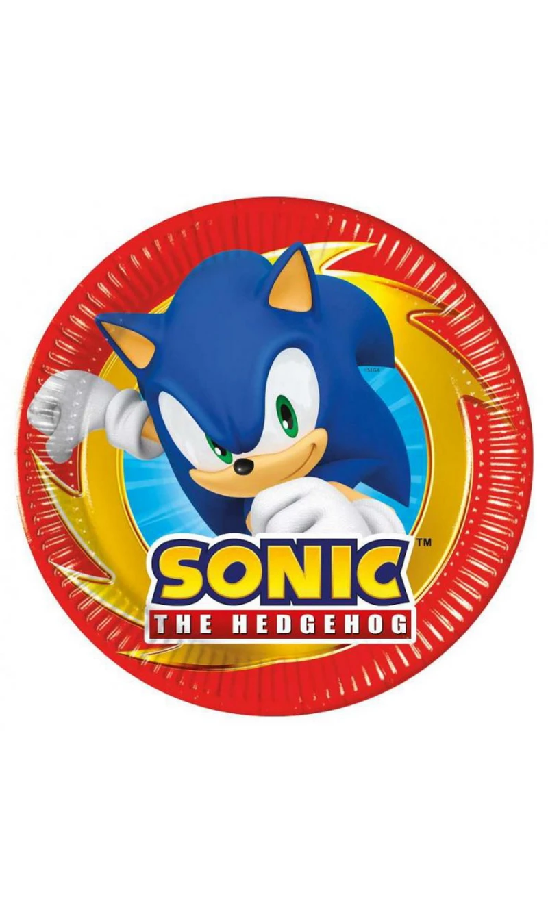 Sonic Party FSC Paper Plates 20cm - 8 pk