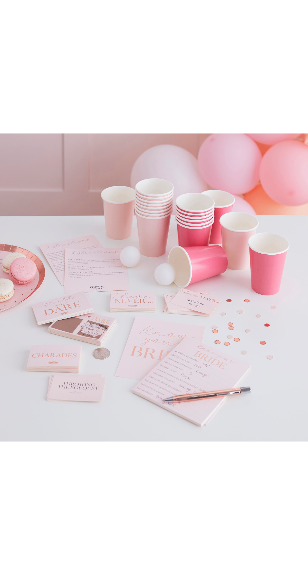 Rose Gold Foiled Hen Party Games Hamper