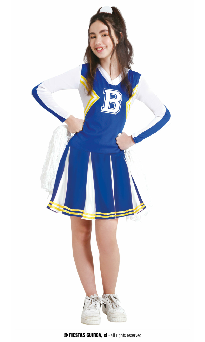 Cheerleader White & Blue Costume - Age 14 to 16 Years