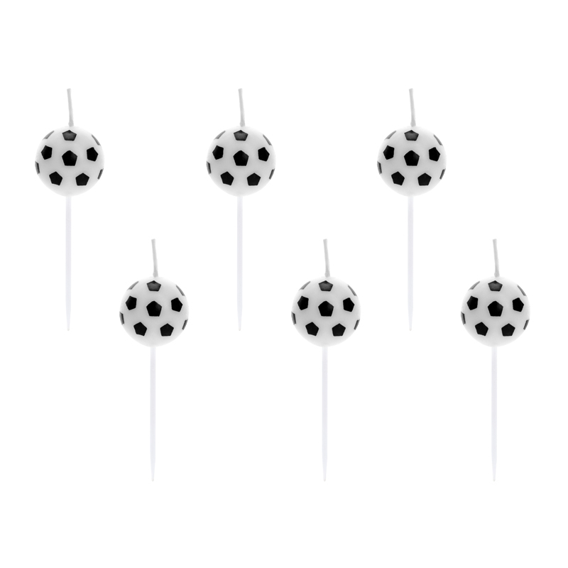 Football Birthday Candles Soccer Balls, 2.5cm (1pkt / 6pc)