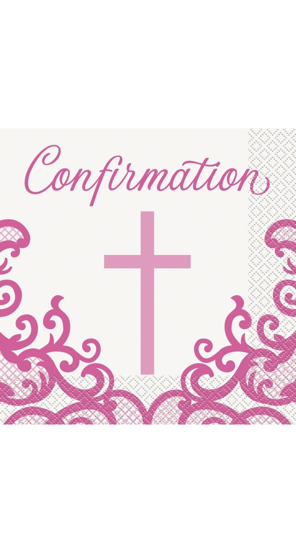 Fancy Pink Cross Confirmation Napkins - 16pk