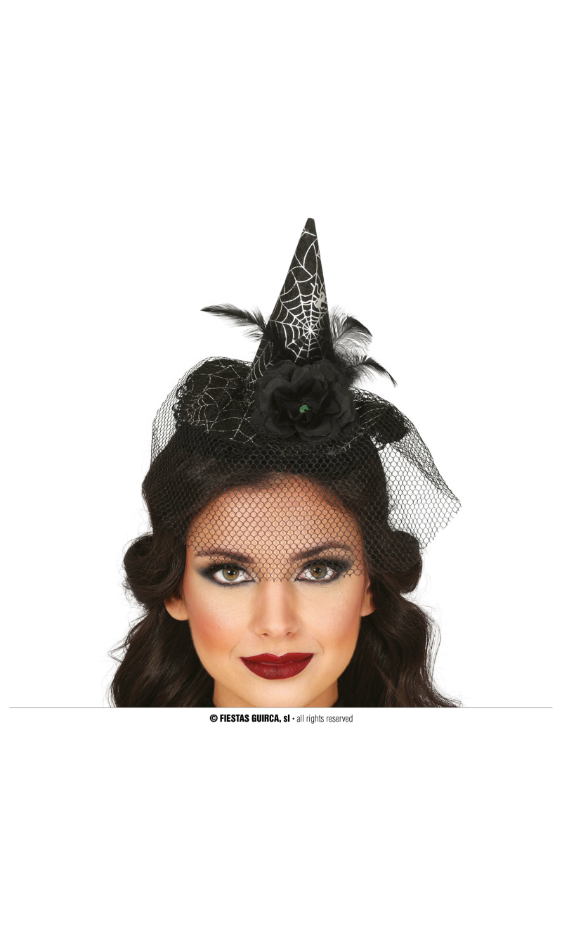 Halloween Witch Hat Headband With Veil