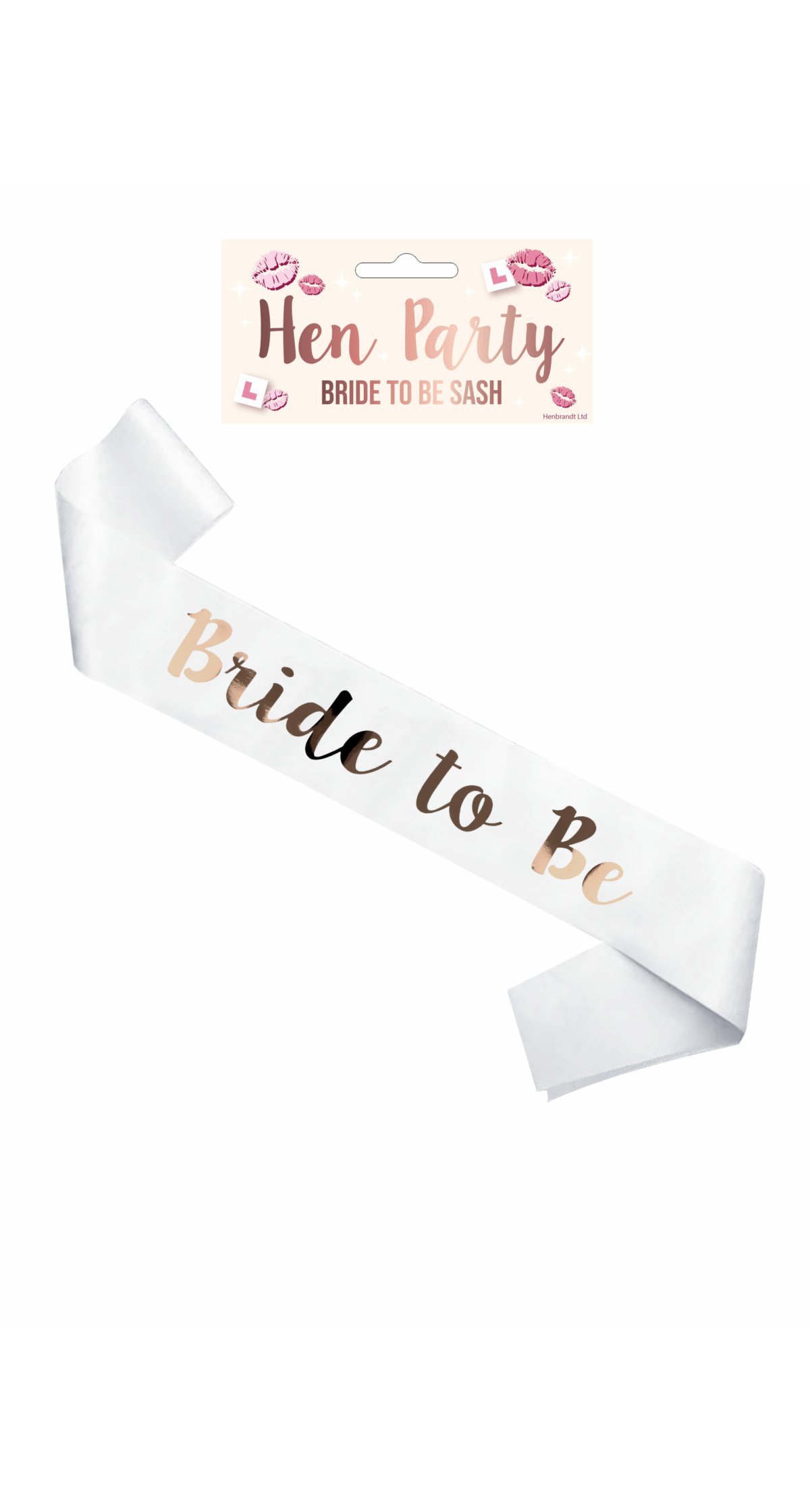 Hens Party Sash Bride To Be White With Rose Gold