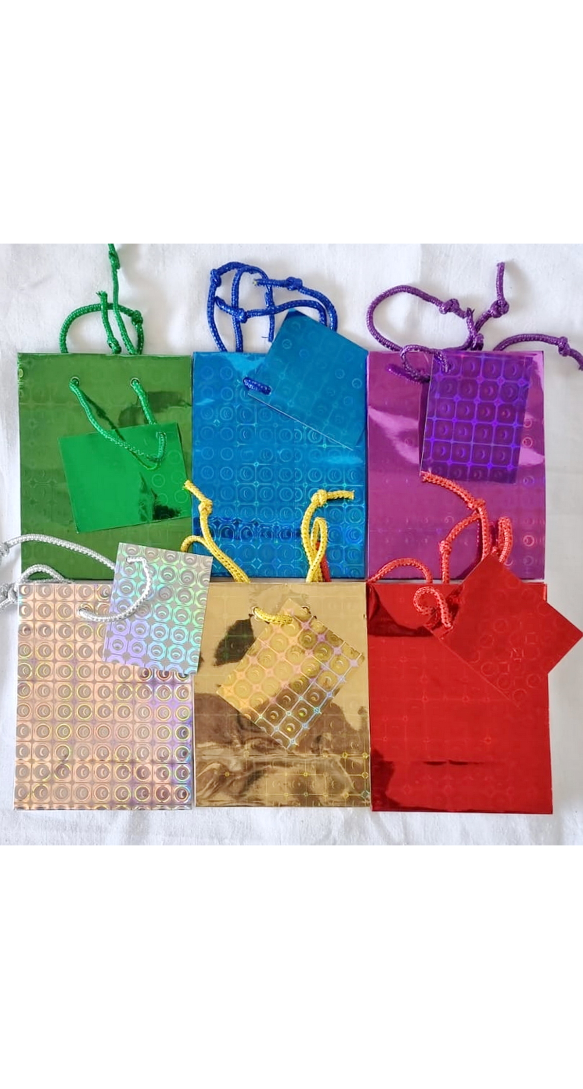 Holographic Paper Gift Bags Assorted Colors – 14x11cm