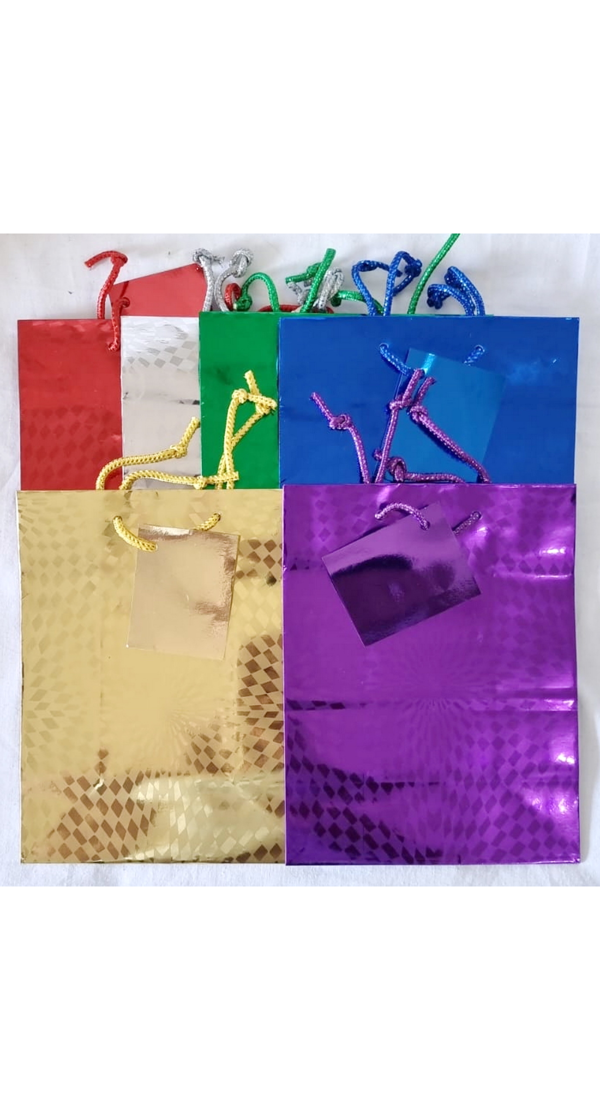 Holographic Paper Gift Bags Assorted Colors – 22.5x17.5cm