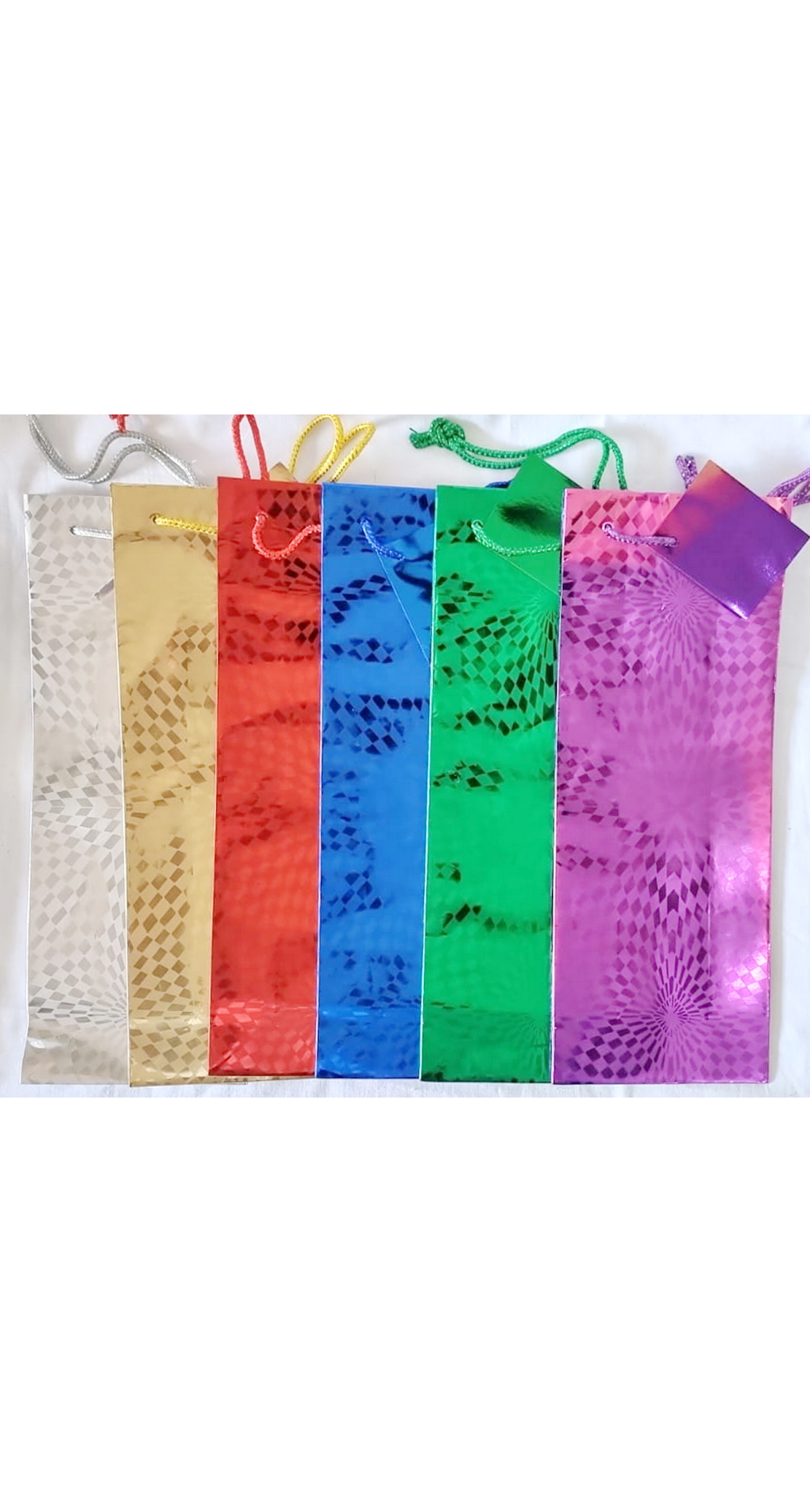 Holographic Paper Wine Gift Bags Assorted Colors – 36x13.5cm