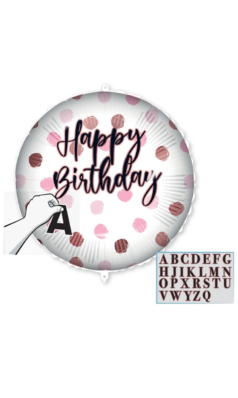 Personalised Happy Birthday Pink Foil Balloon 18"/46cm