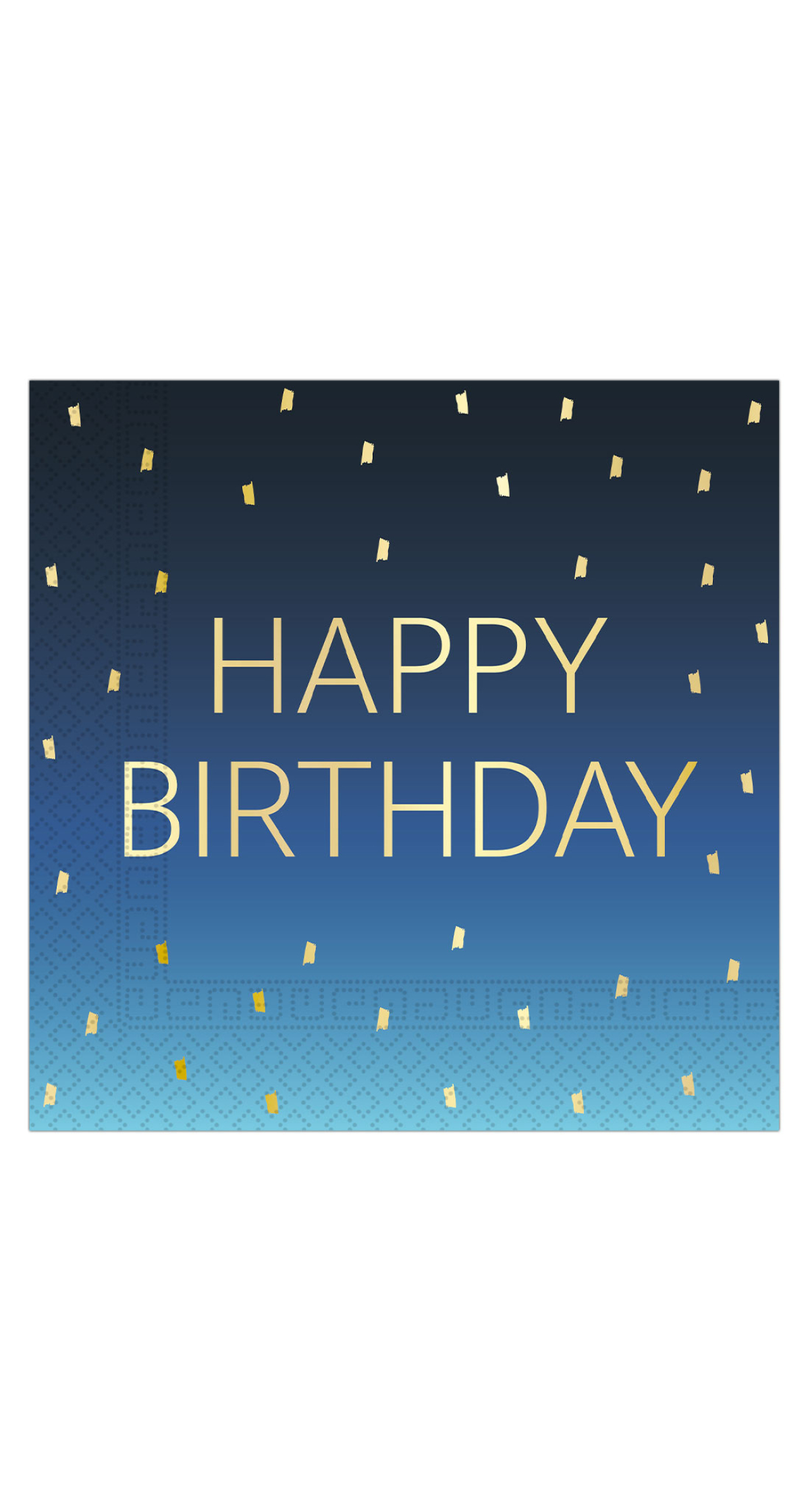 Golden Happy Birthday Blue FSC Paper Napkins 33x33cm - 20pk