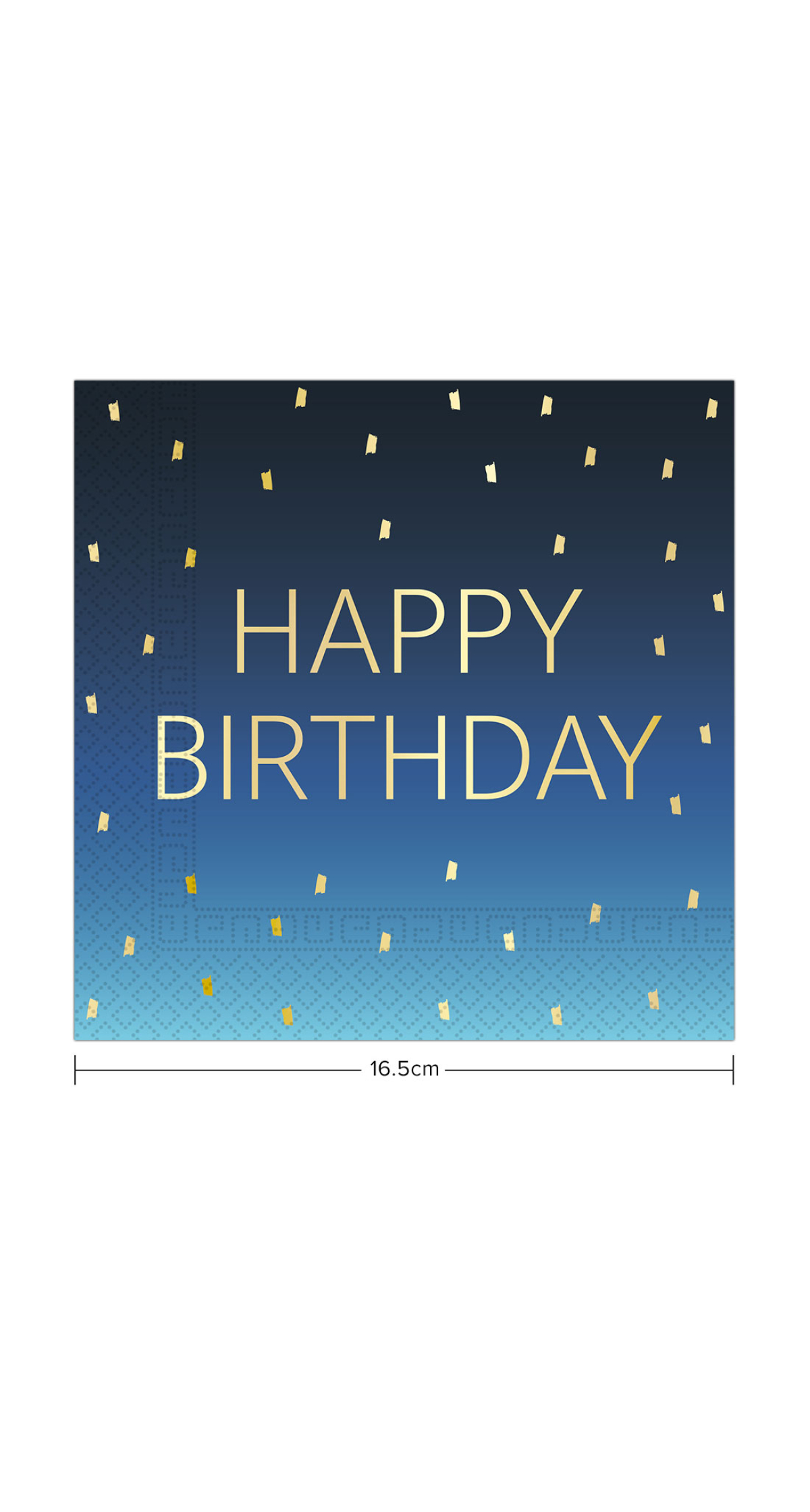 Golden Happy Birthday Blue FSC Paper Napkins 33x33cm - 20pk - Image 2