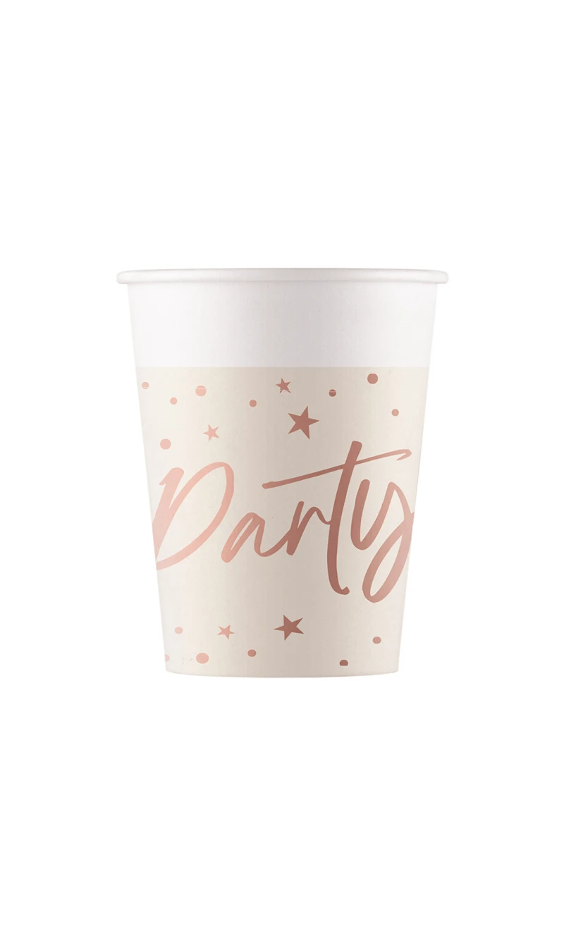 Rose Gold Party FSC Paper Cups 200ml - 8pk