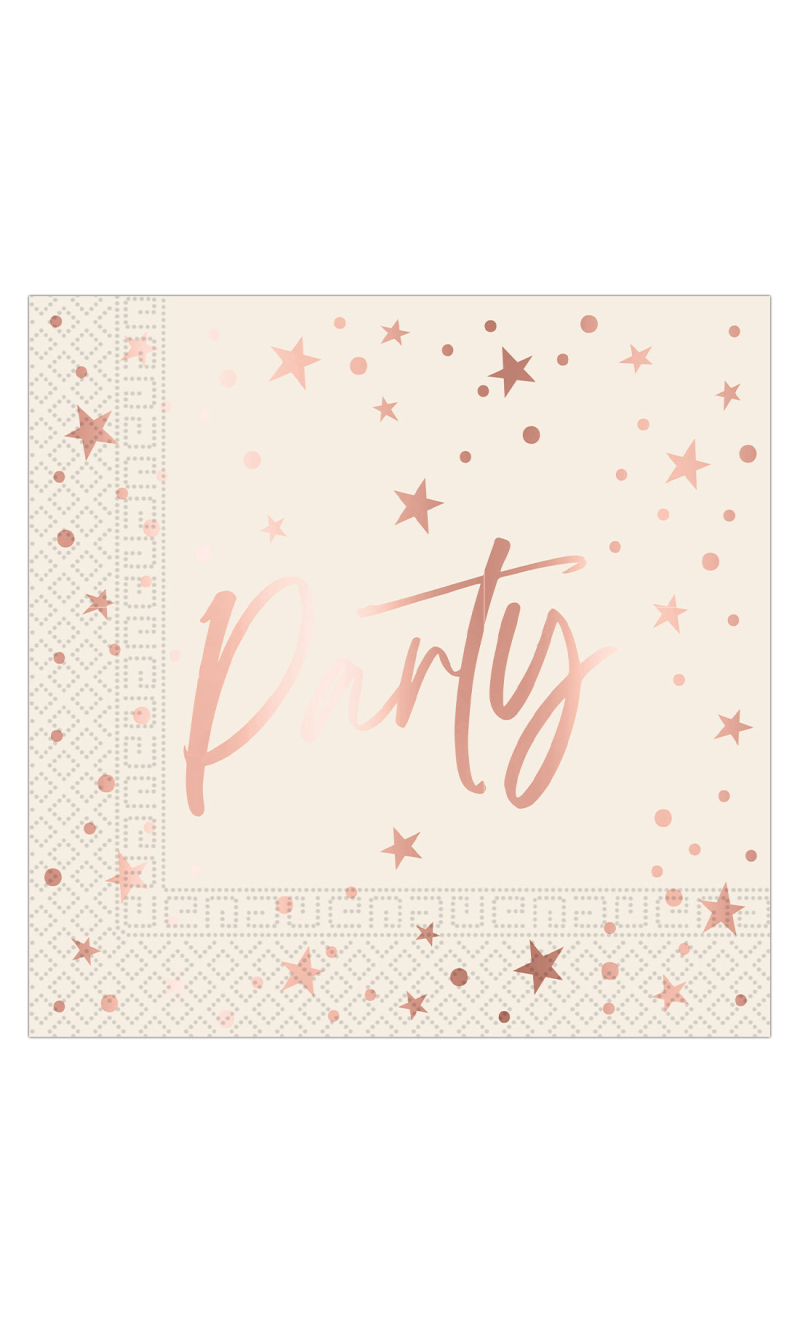 Rose Gold Party FSC Two-Ply Paper Napkins 33x33cm - 20pk