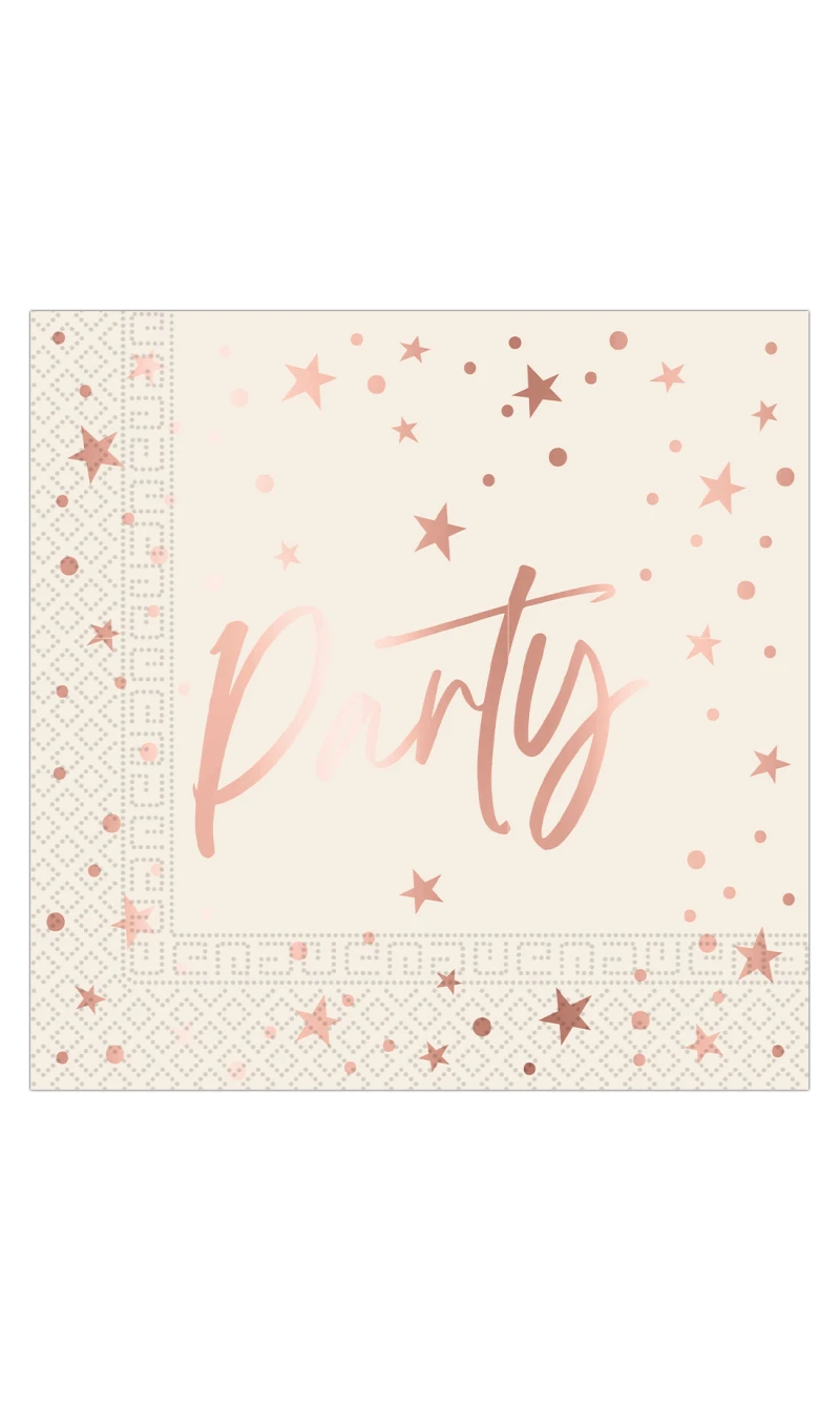 Rose Gold Party FSC Two-Ply Paper Napkins 33x33cm - 20pk