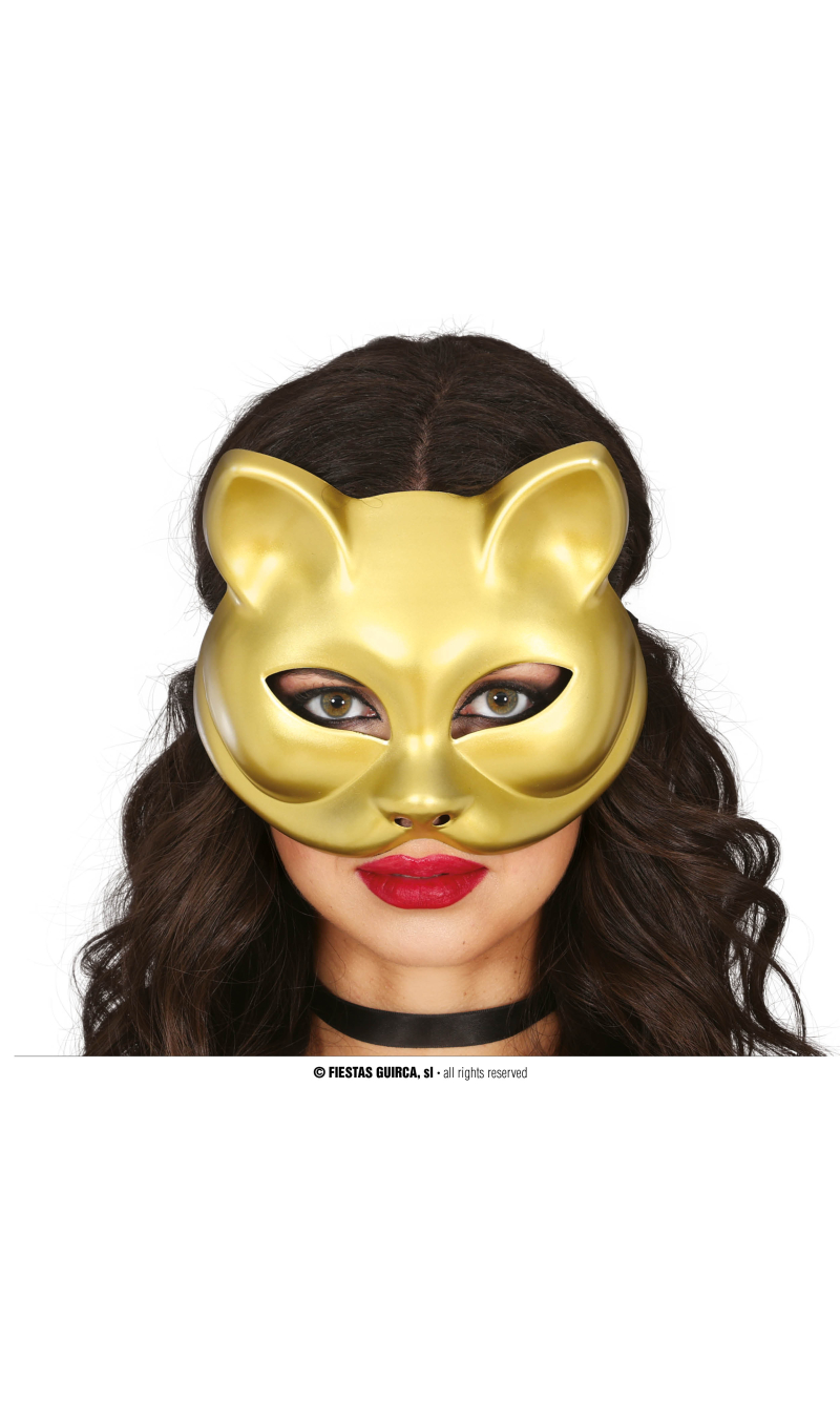 Gold Cat Mask - Adult One Size