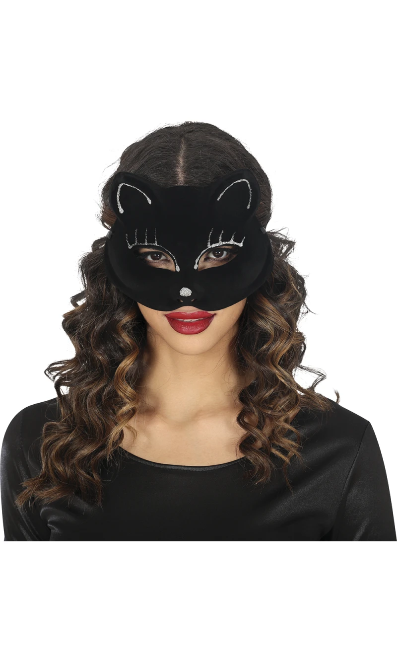 Black Velvet Cat Mask - Adult One Size