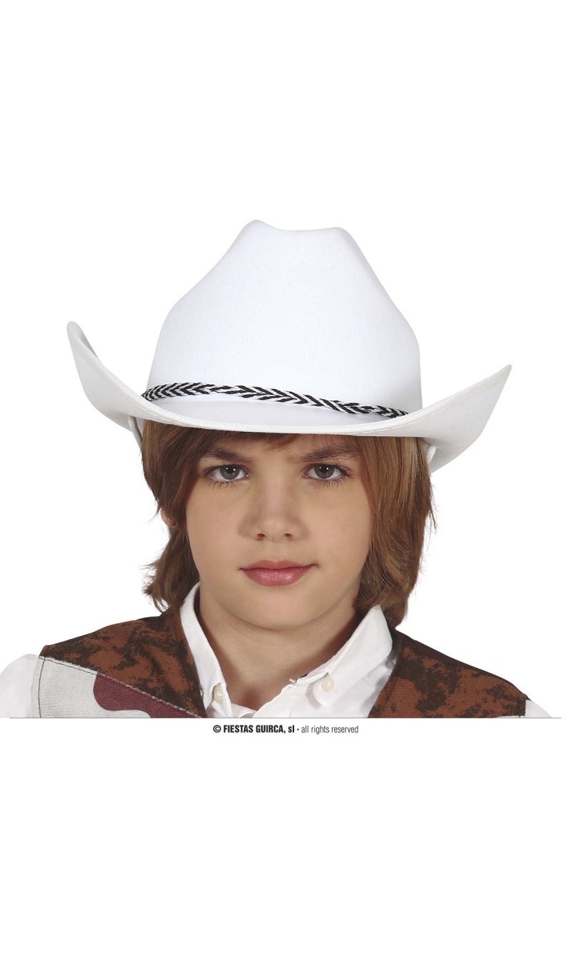 White Felt Cowboy Hat - Child One Size