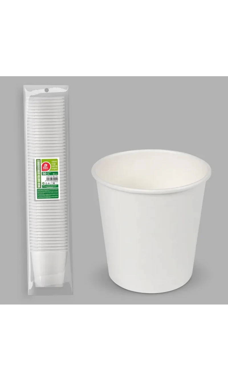 White Paper Cups 80ml - 50pk