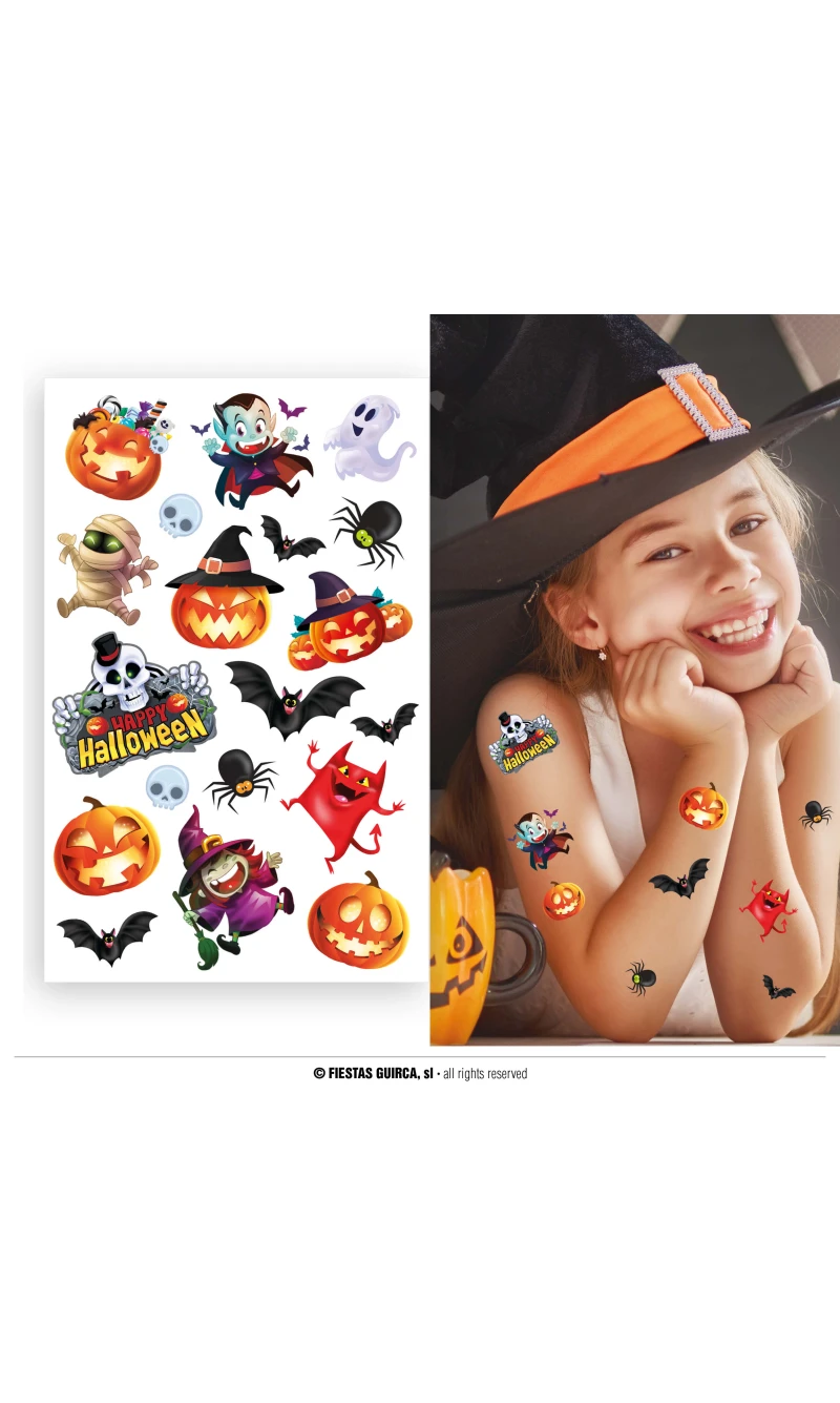 Halloween Tattoos Sheet For Children
