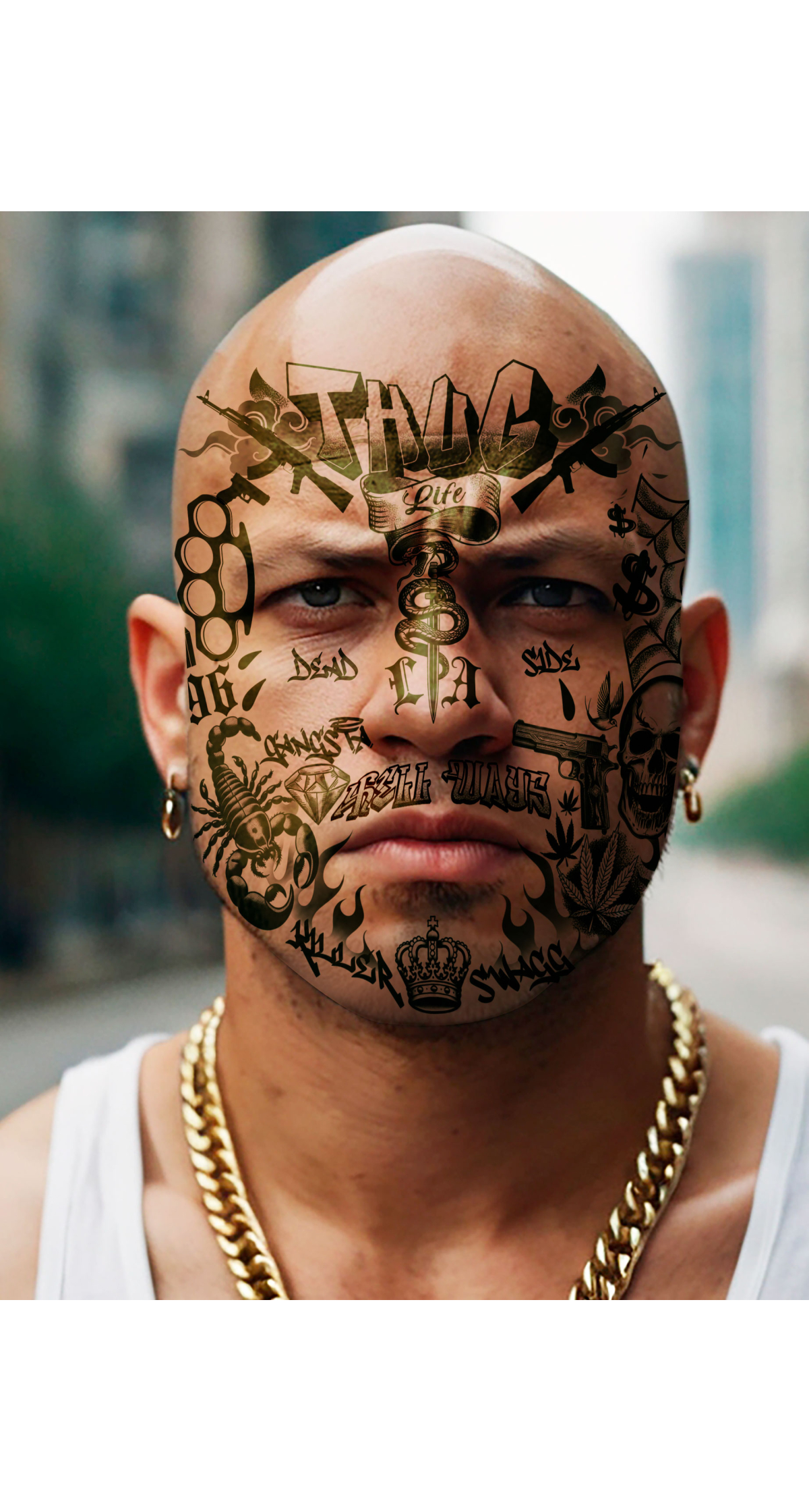 Face Tattoo Thug Life 30x13cm