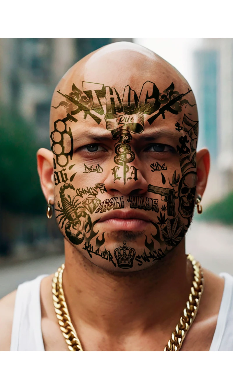 Face Tattoo Thug Life 30x13cm