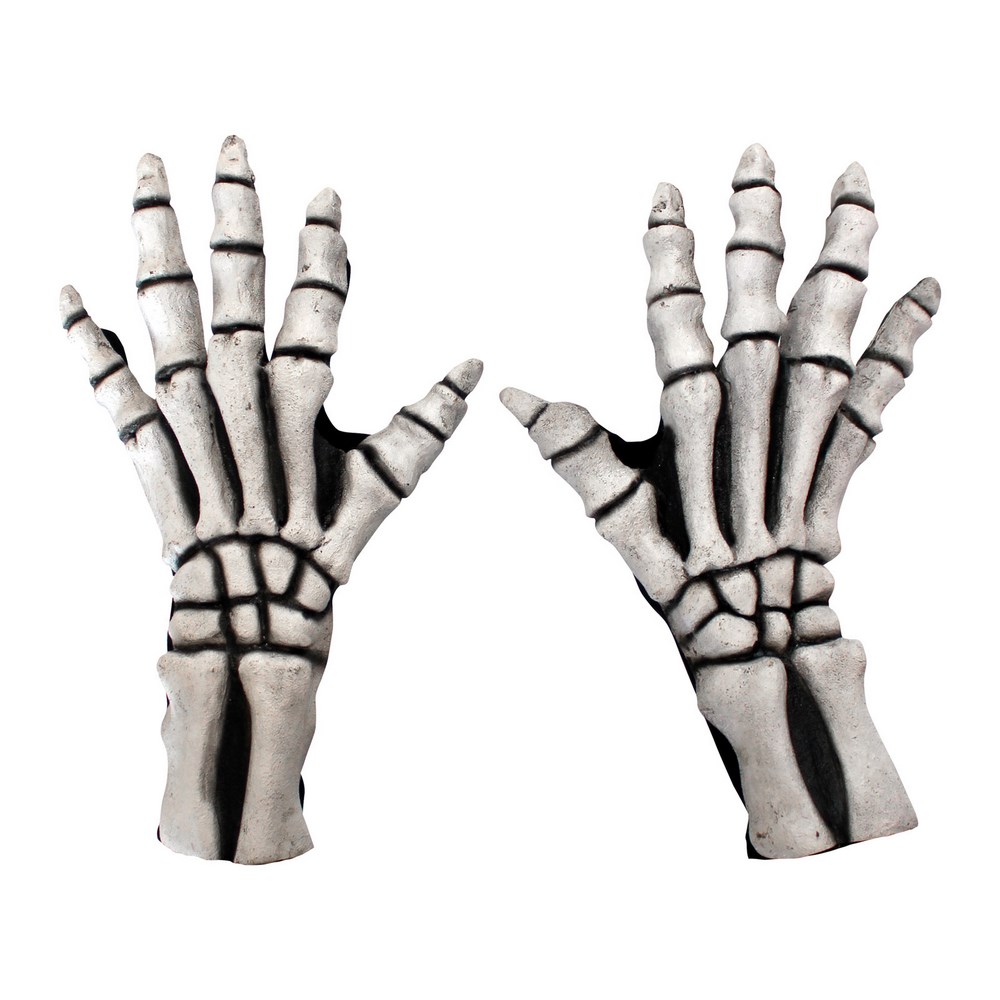 Skeleton Large Latex Gloves White (Ghoulish) - Adult One Size