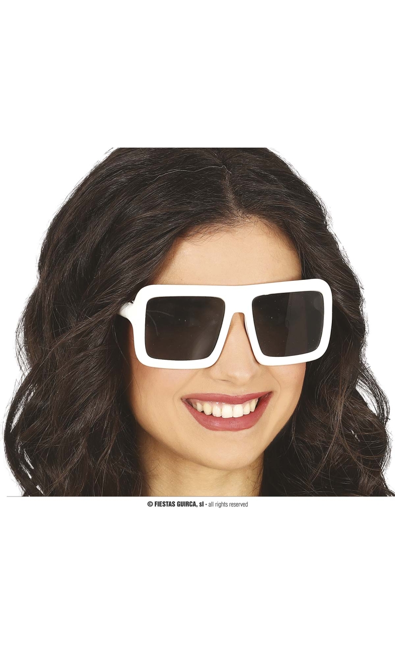 Square White Funky Glasses