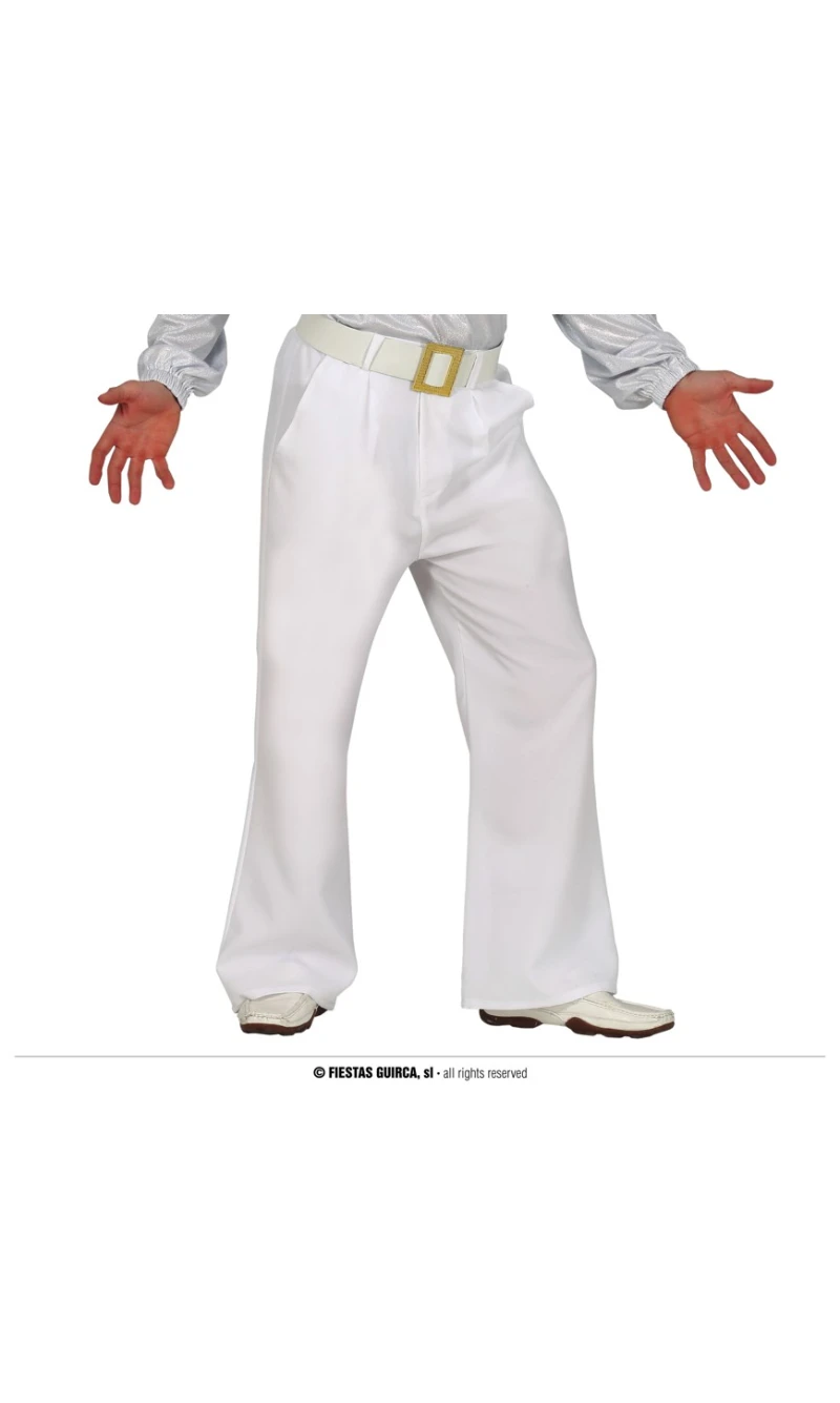 White Disco Trousers - Adult Size Large