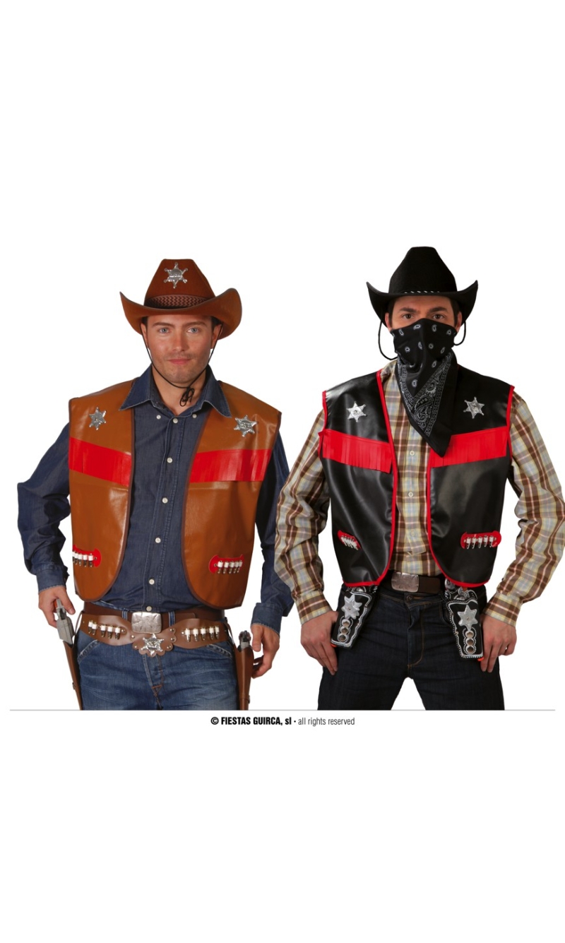 Cowboy Waistcoat Vest (Assorted Colors) - Adult One Size