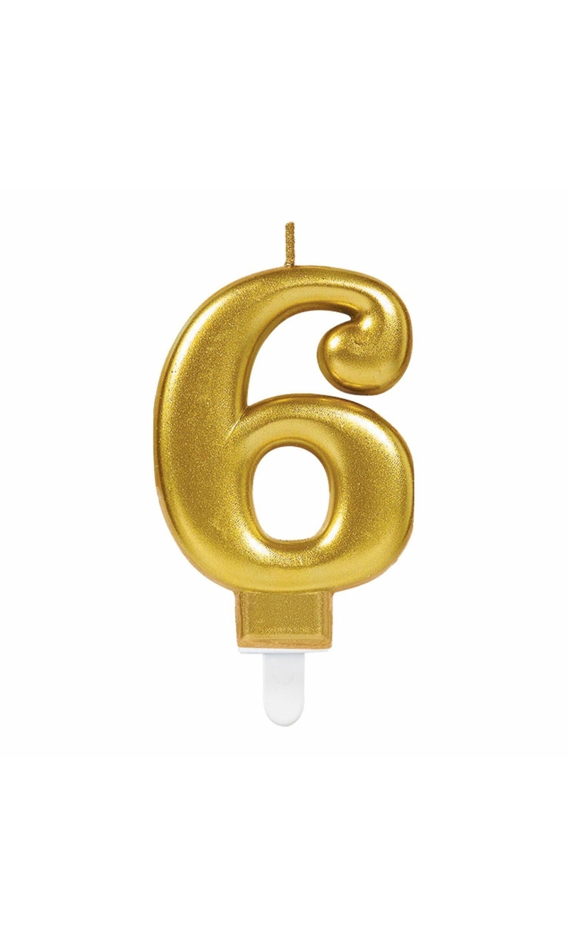 Candle Sparkling Celebrations Gold 7.5cm - No. 6