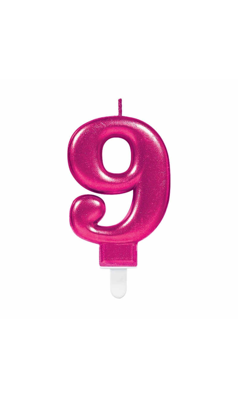 Candle Sparkling Celebrations Pink 7.5cm - No. 9