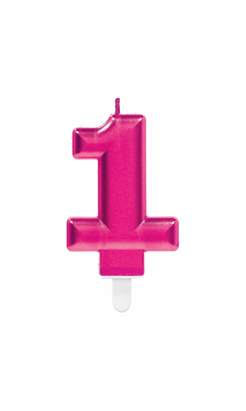 Candle Sparkling Celebrations Pink 7.5cm - No. 1