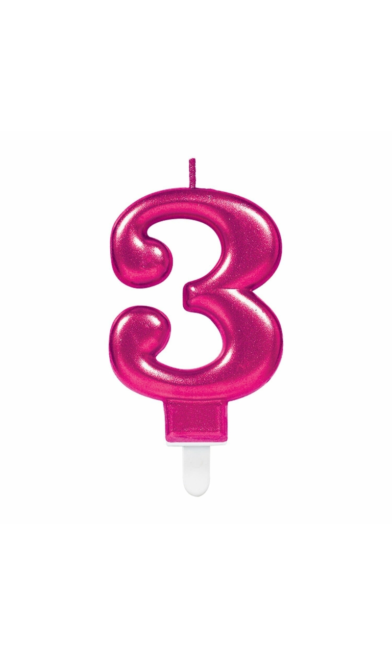 Candle Sparkling Celebrations Pink 7.5cm - No. 3