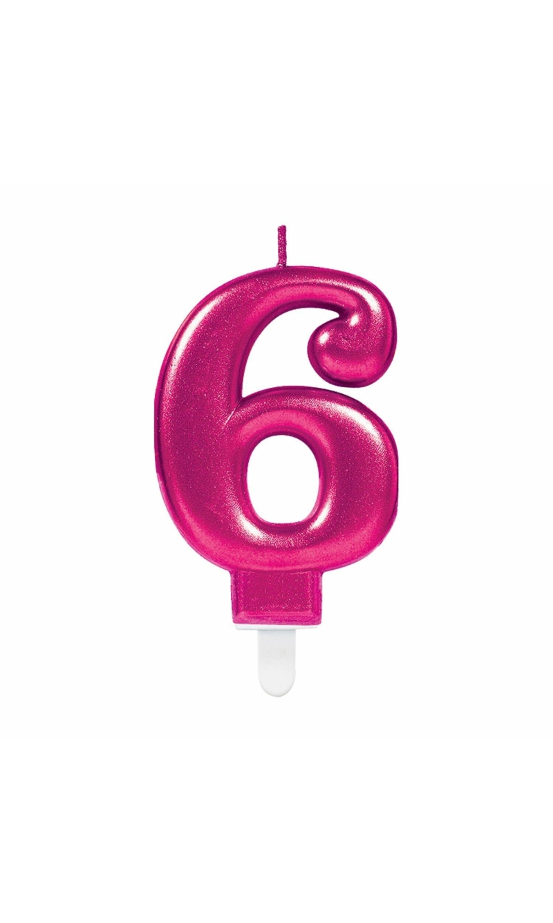 Candle Sparkling Celebrations Pink 7.5cm - No. 6