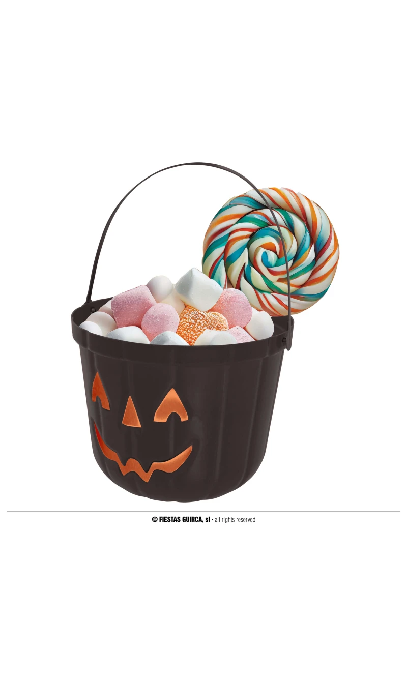 Halloween Black Pumpkin Trick or Treat Bucket 20cm