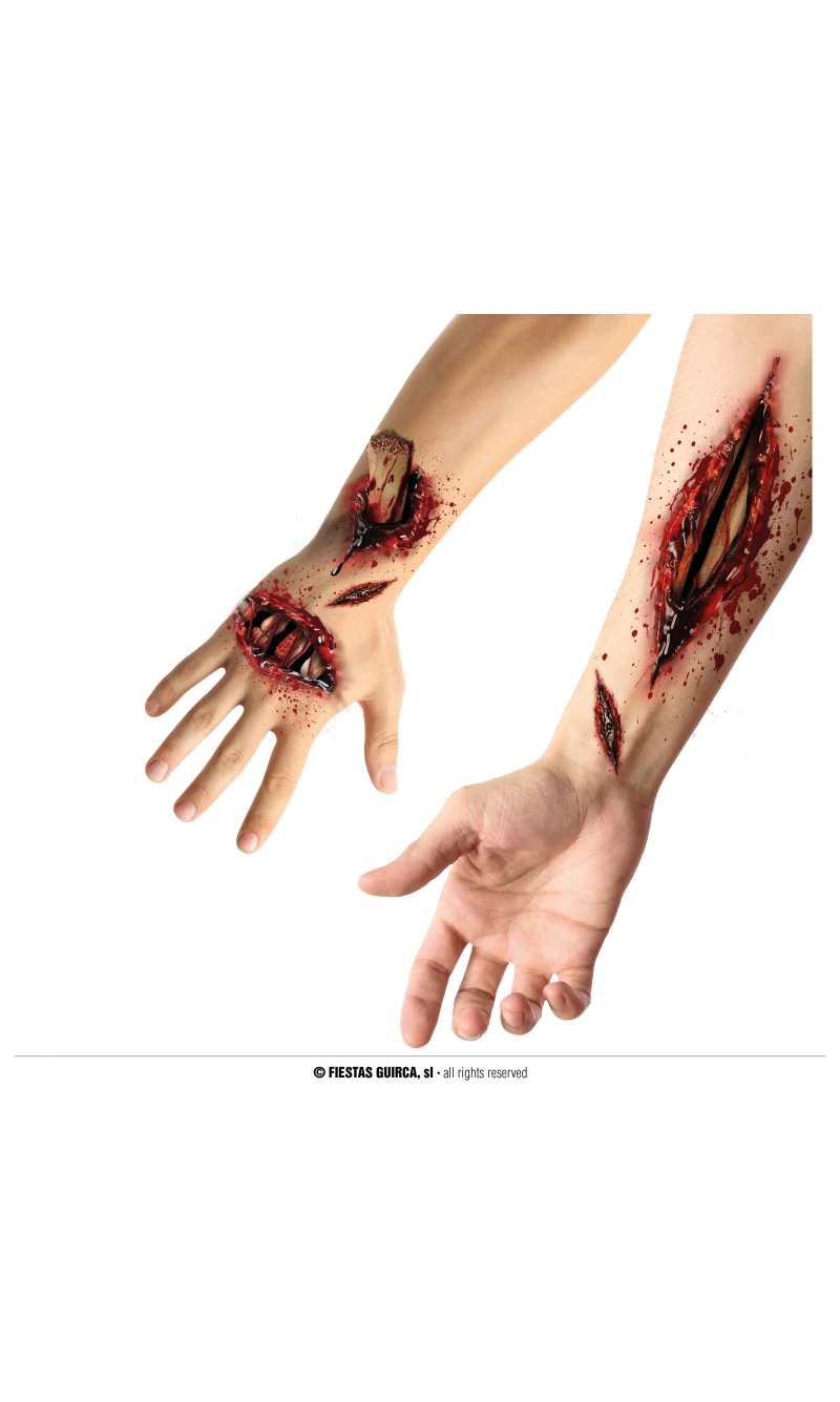 Halloween Open Wound Adhesive Tattoos 30x14cm