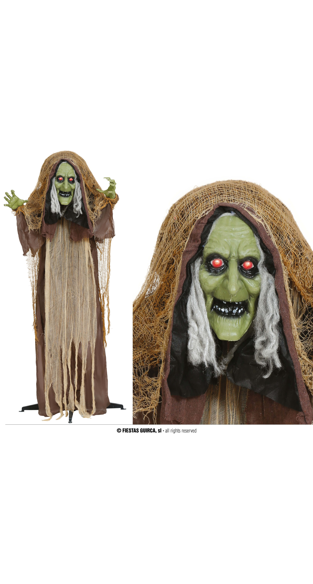 Halloween Hunchback Witch With Light Sound & Movement 145cm