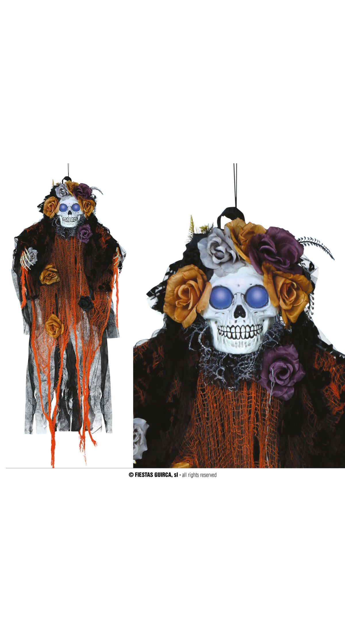 Halloween Hanging Catrina With Light & Sound 120cm