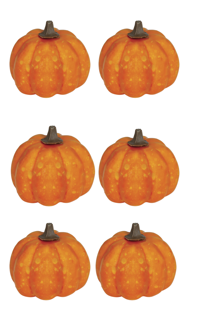 Halloween Lacquered Orange Pumpkins 3.5cm - 6pcs
