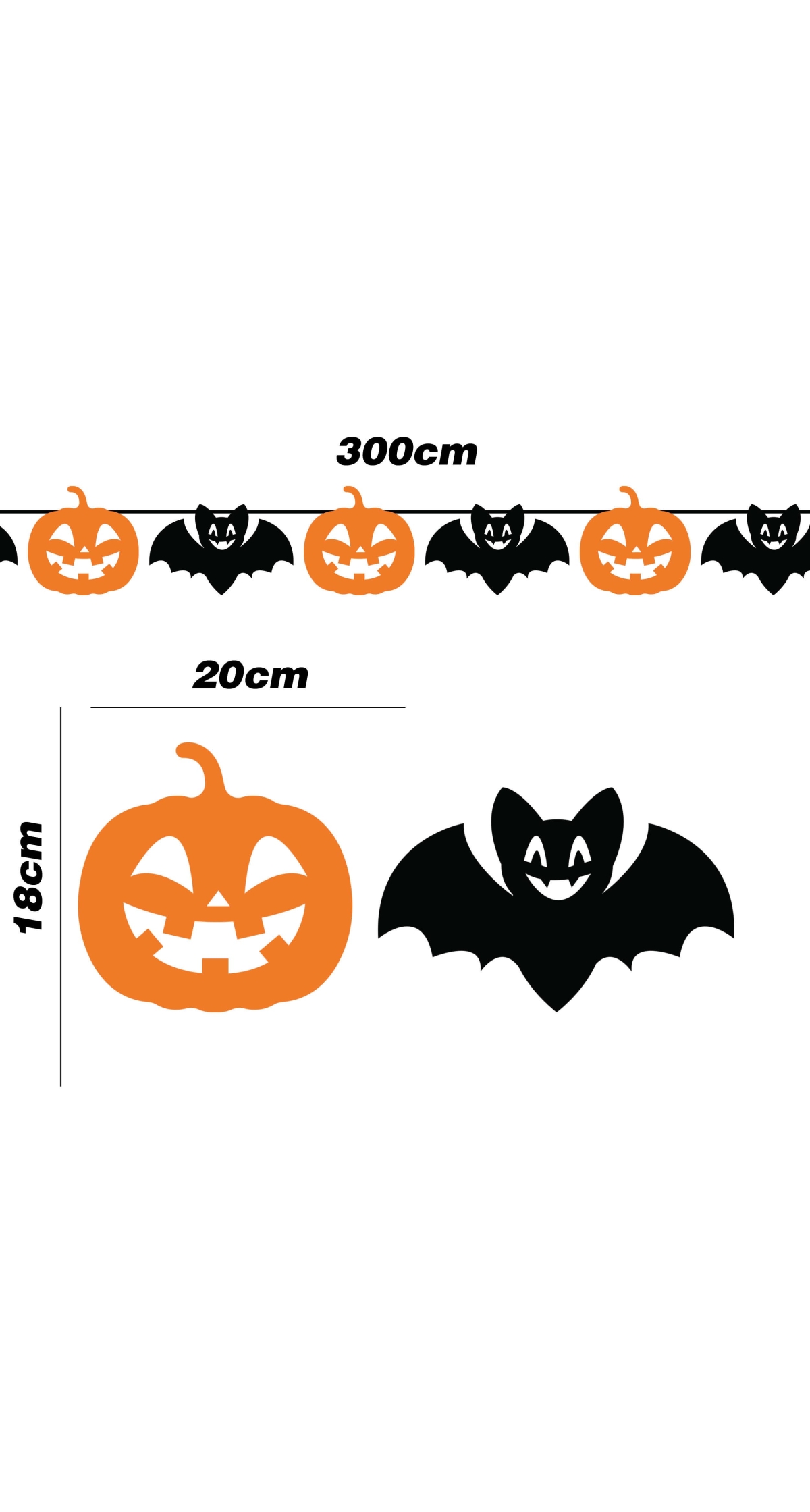 Halloween Bat & Pumpkin Garland Banner 300cm (20x18cm)