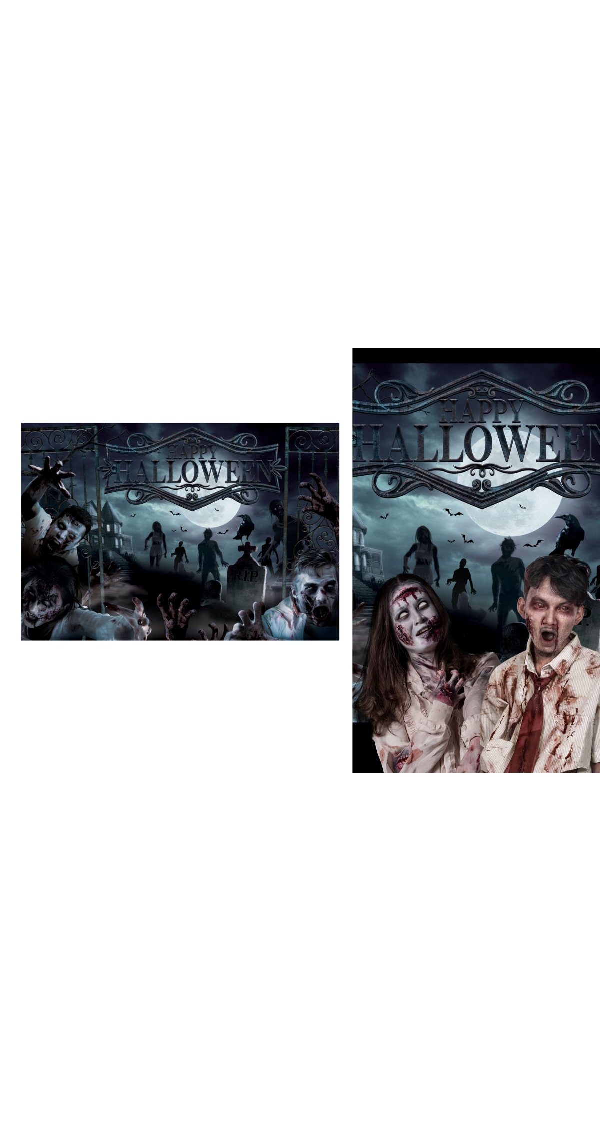 Halloween Zombies Party Fabric Backdrop - 220x150cm