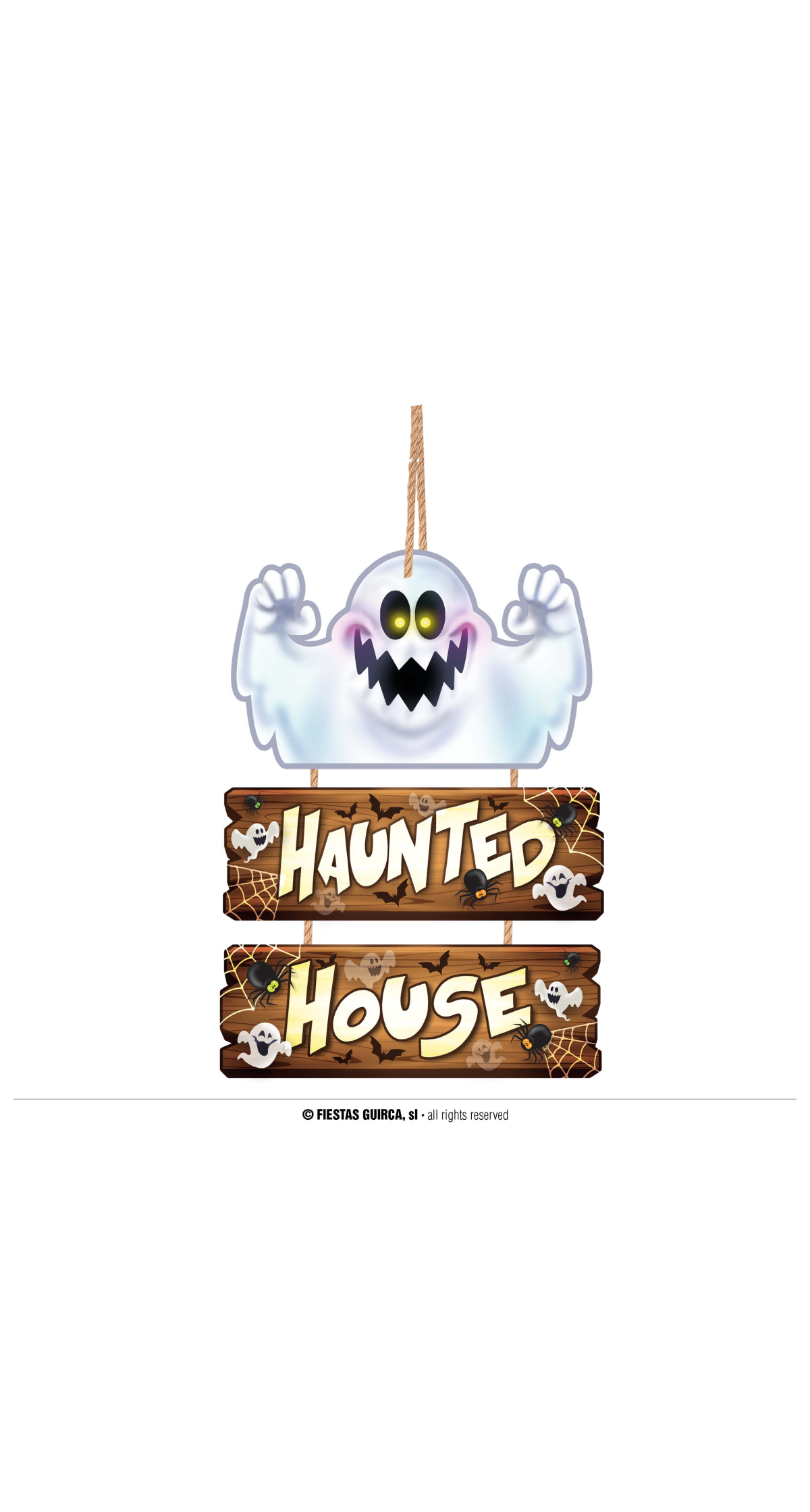 Halloween Wood Haunted House Sign - 32x21cm