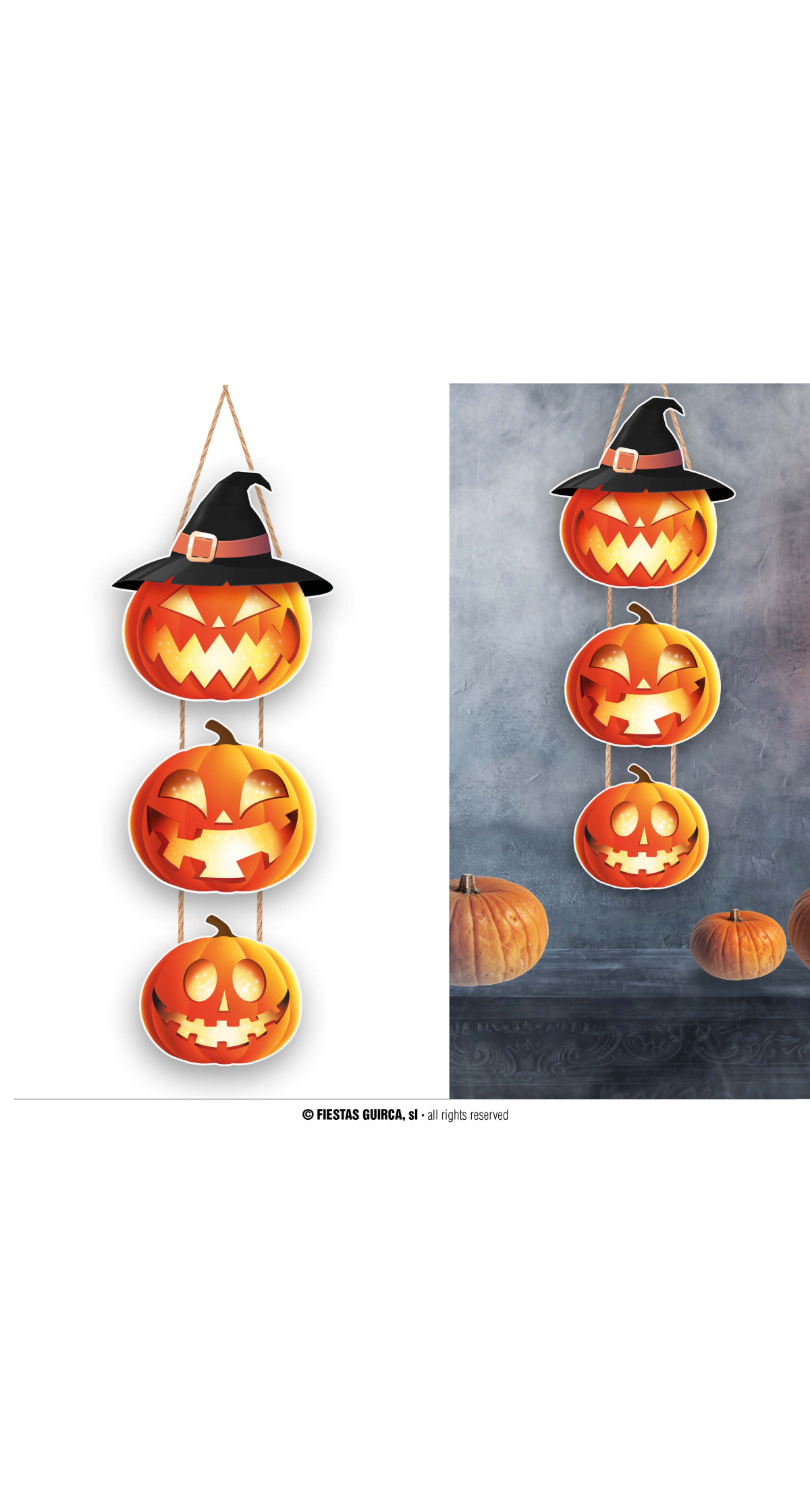 Halloween Wood Pumpkin Sign 3 Parts - 64cm