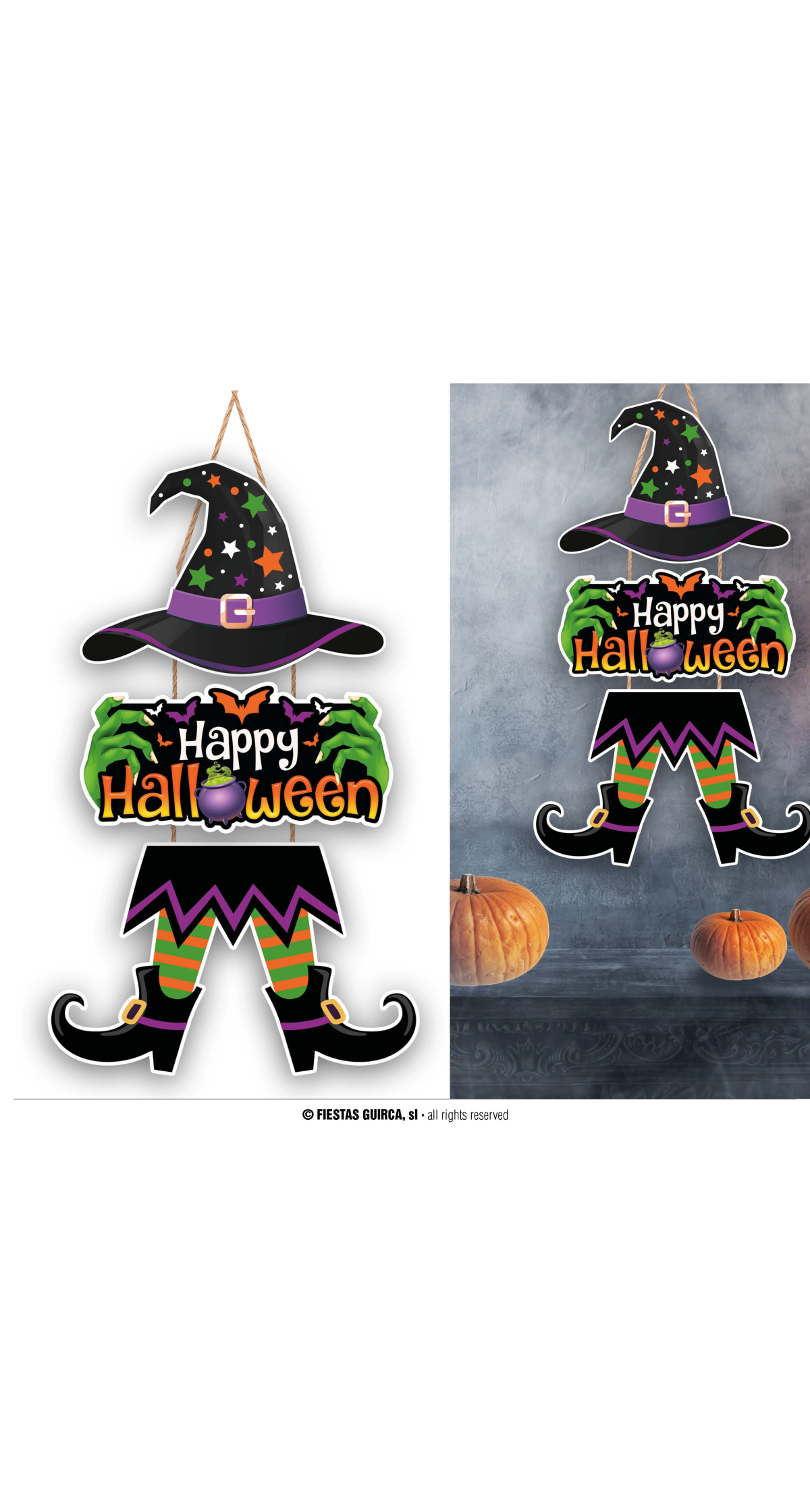 Halloween Wood Witch Sign 3 Parts - 55cm